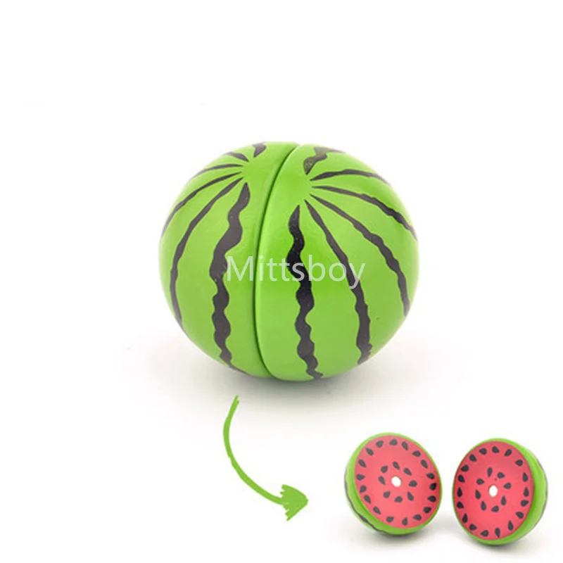 Simulation Magnetic Montessori Fruit Play House Strawberry Watermelon Banana Durian Seasoning Baking Toy Wooden Educational Toys