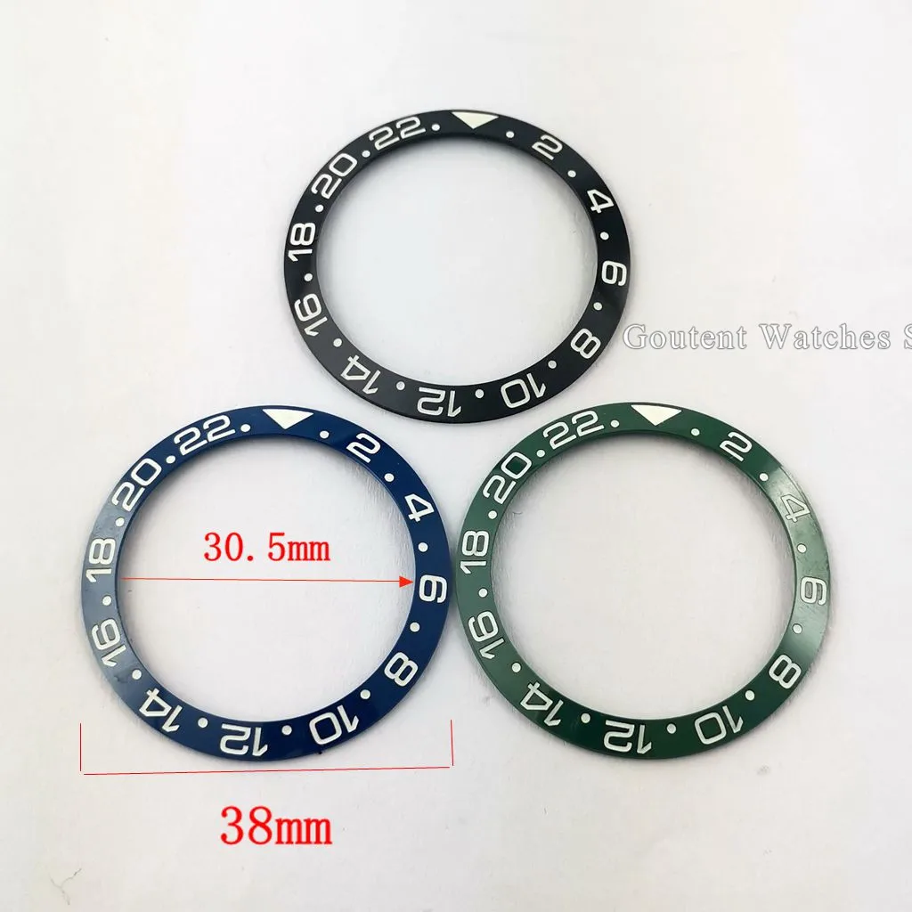 38mm Super Luminous Watch Bezel Insert Black/blue/green Ceramic Bezel Insert Watch Parts Fits For 40mm GMT Watches