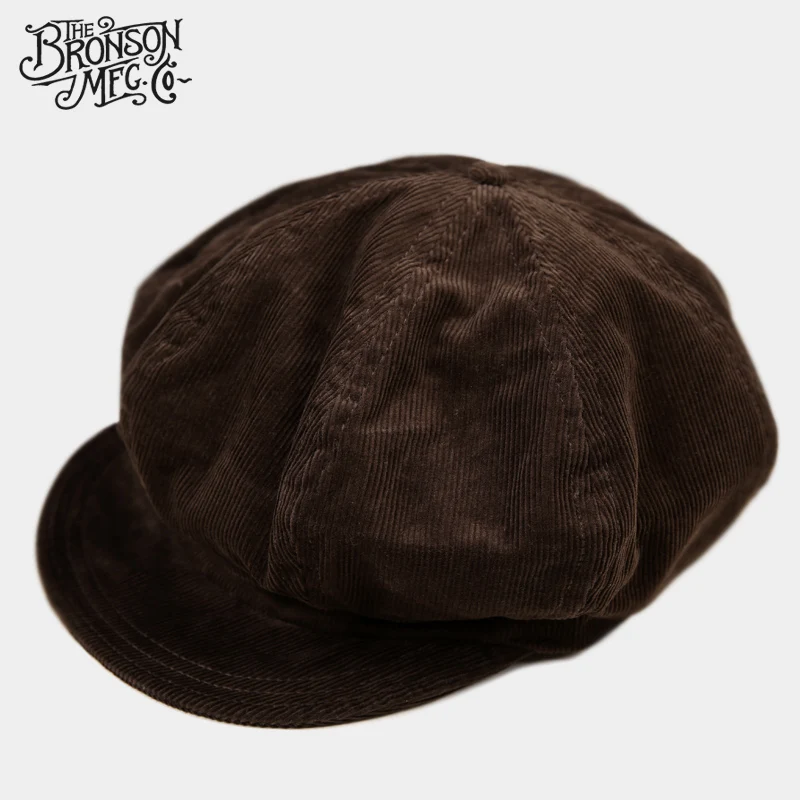 Bronson Vintage Corduroy Flat Cap Winter Classic Men\'s Newsboy Hat Driving Brown