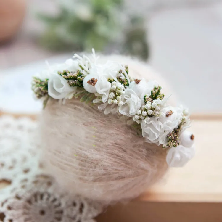 Diademas de flores para bebé con perlas, accesorios para el cabello para recién nacido, estudio fotográfico