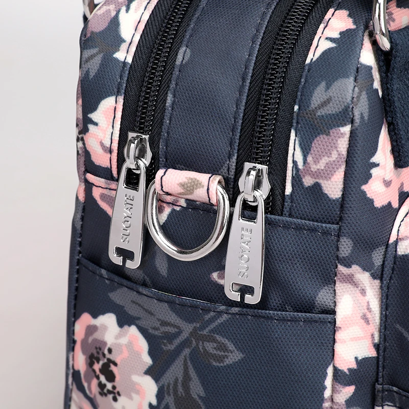 Merk Vrouwen Crossbody Tas Draagbare Vrouwelijke Schoudertassen Gedrukt Bloem Nylon Messenger Bags Multi-Pocket Dames Handtassen Bolsa