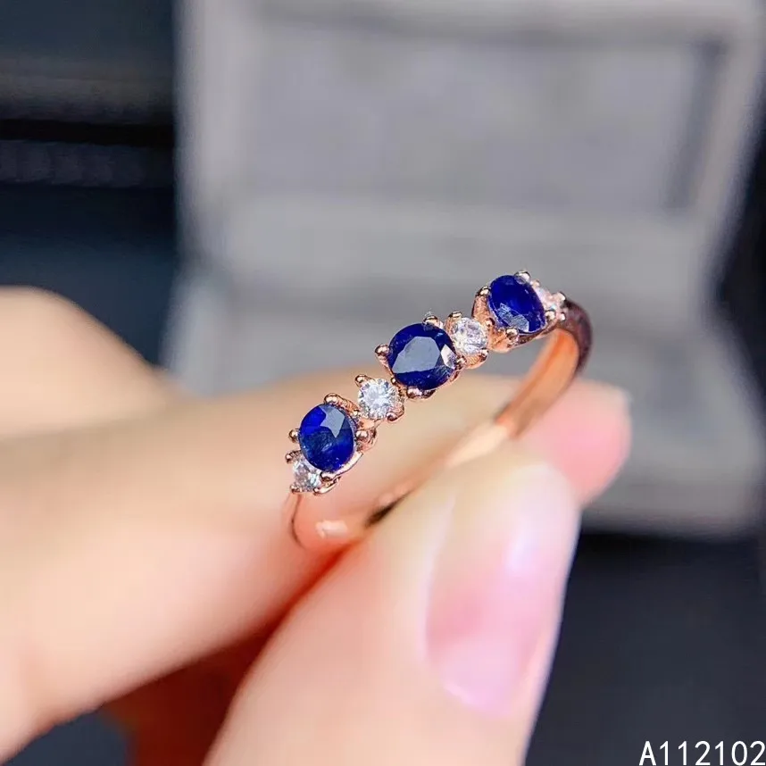 

KJJEAXCMY fine jewelry S925 sterling silver inlaid natural sapphire new girl luxury ring support test Chinese style with box