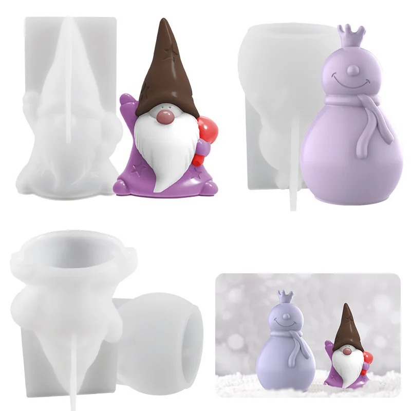 New Santa Snowman Candle Silicone Mold for Handmade Desktop Decoration Gypsum Epoxy Resin Aromatherapy Candle Silicone Mould