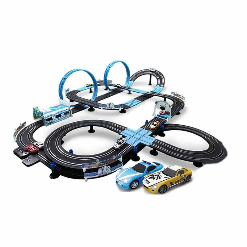 Juguete de carreras de pista 1:64, juego de juguetes de vía férrea eléctrica, pista de carreras, coche de Control remoto doble, juguetes para niños,