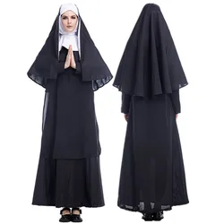 S-XXL le donne adulte del sacerdote dei cristiani suora suora Costume foulard abito per il partito Cosplay Stage Performance Halloween