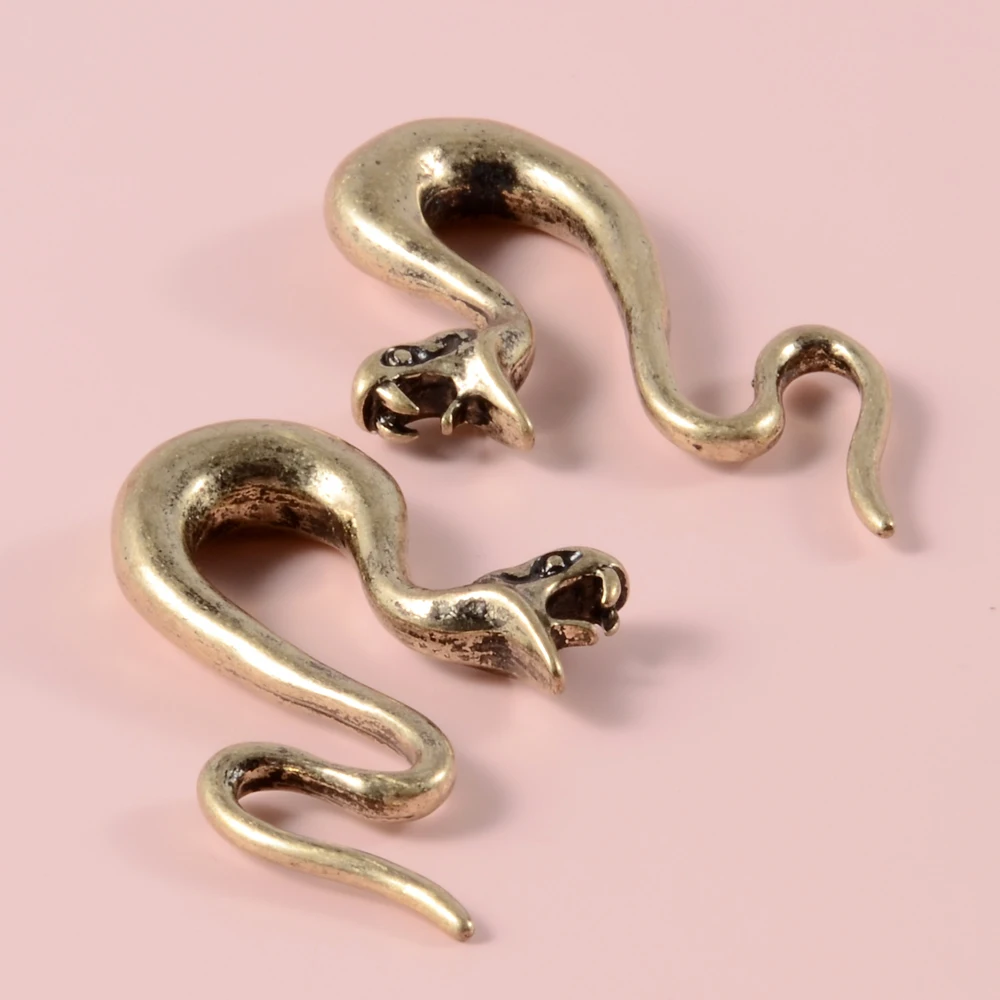 8mm 황동 소용돌이 뱀 귀 걸이 무게 독특한 디자인 귀걸이 나선형 테이퍼 들것 게이지 피어싱 바디 쥬얼리 확장기, 쌍
