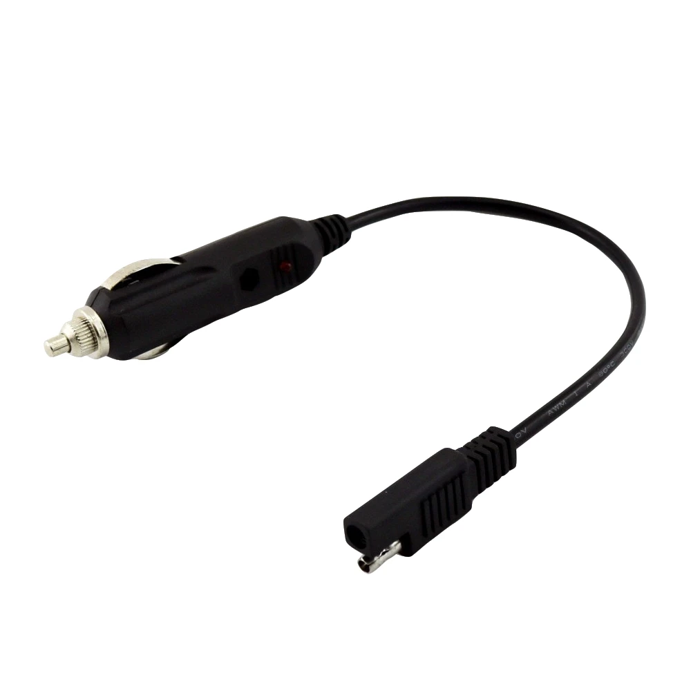 1pcs SAE to Car Cigarette Lighter Socket Male Battery Power Charger Connector Cable 18AWG 1FT/30CM 12V