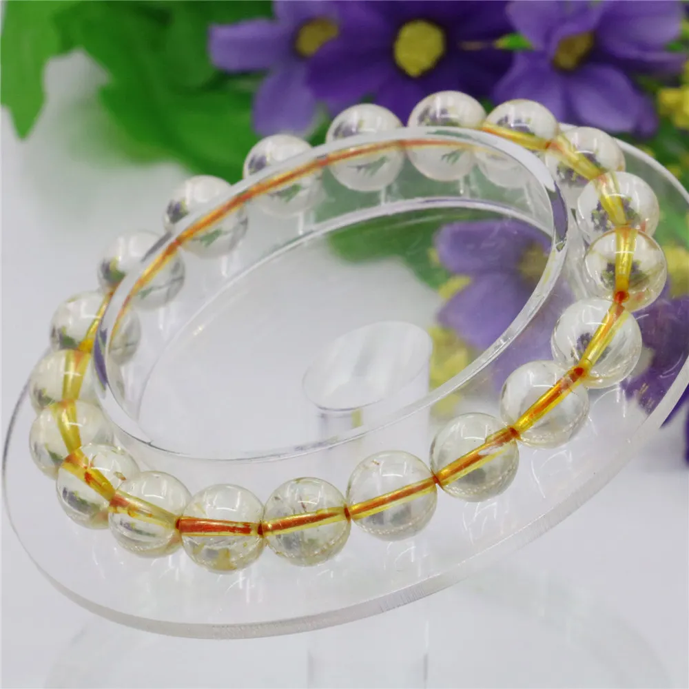 10mm Round Natural Yellow Crystal Jades Bracelet Jaspers Chalcedony Stone Women Girl Gifts DIY Hand Made  Jewelry Making Design