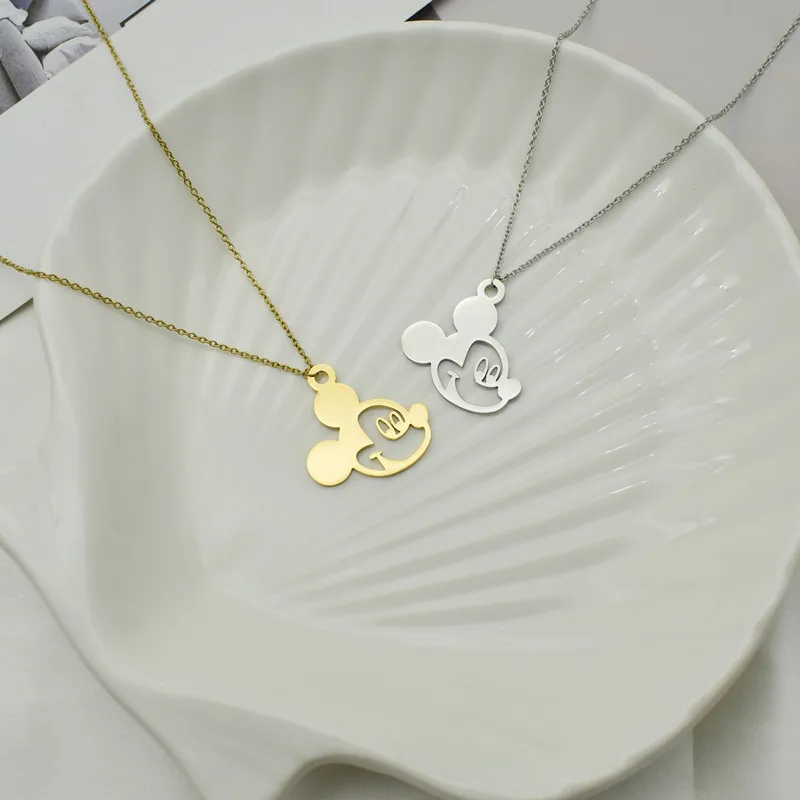 European And American Creative Mouse Pendant Necklace Stainless Steel Collarbone Chain For Mom Friends