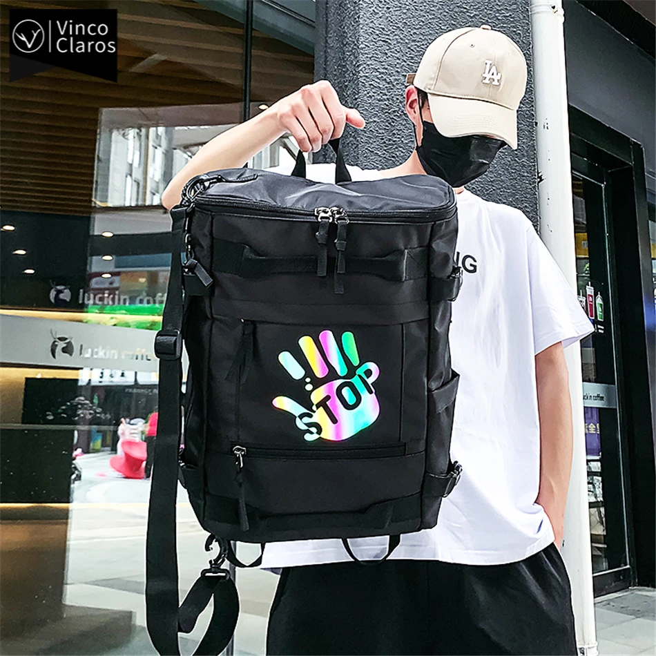 

Fashionable Brand Unisex Backpack Multifunction Waterproof Travel Men's Backpacks Colorful Reflective School Bags for Teenagers