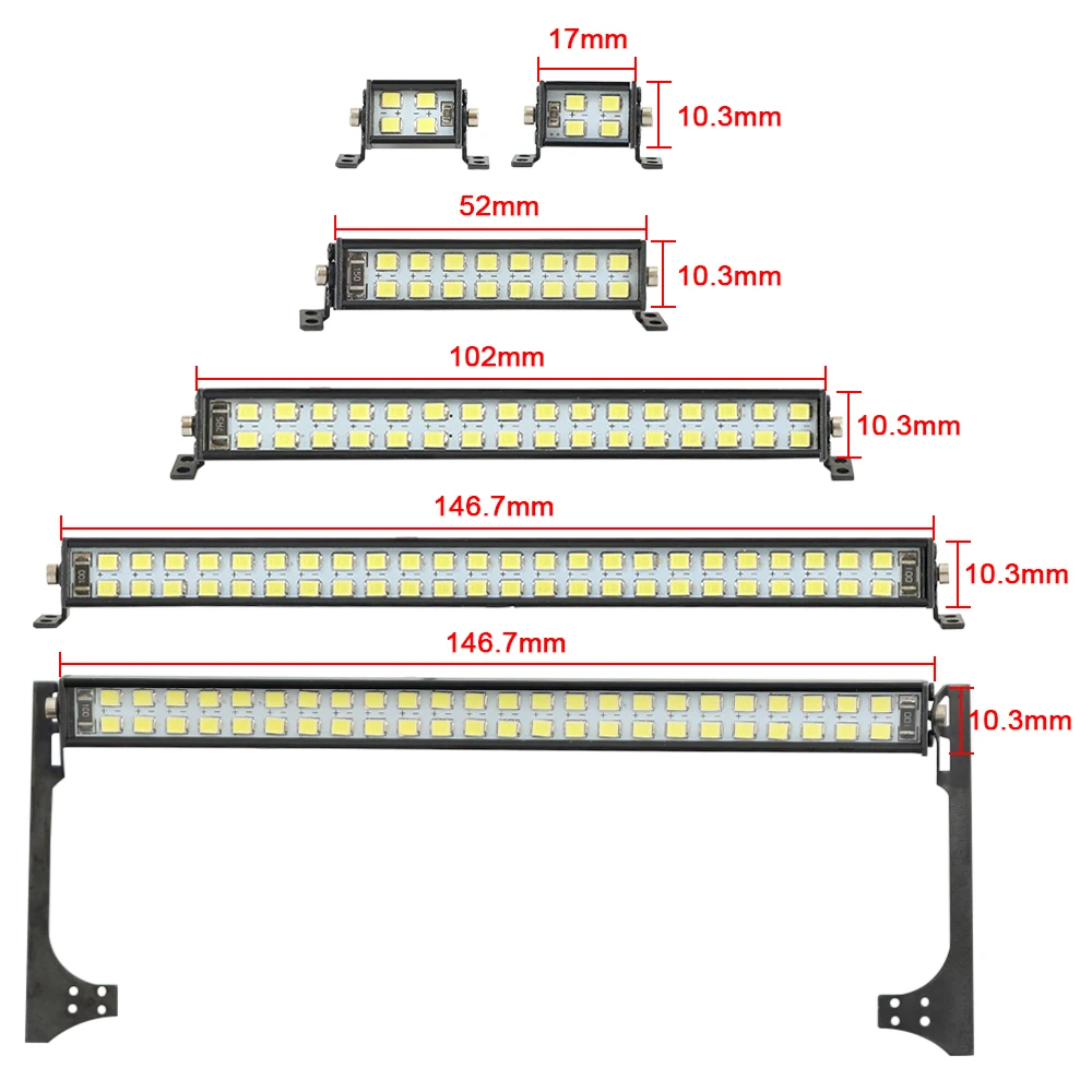 1pcs LED Light Bar Roof Lamp CH3 Control for 1/10 RC Crawler Axial Capra SCX10 II 90046 RGT EX86100 TRX6 TRX4 D90