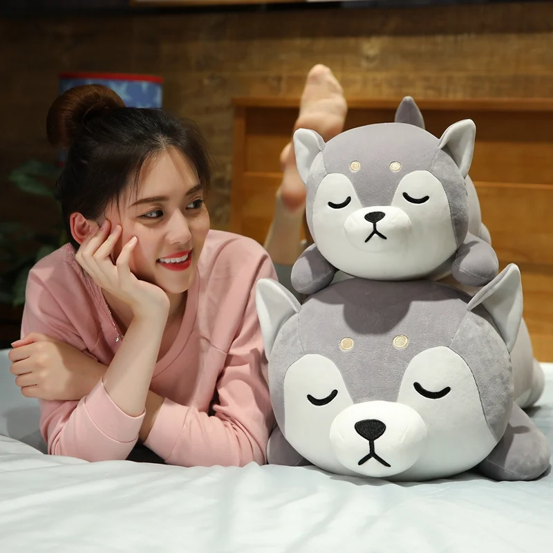Juguete de Peluche de perro Husky Shiba Inu Corgi, almohada de Animal suave, regalo de Navidad, regalo Kawaii