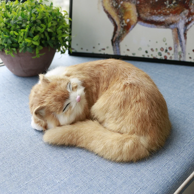 

Sleeping Cat Simulation Animal Realistic Plush Kids Toys Kitten Doll Christmas Birthday Gifts Ornaments Shooting Props