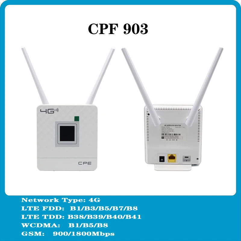 

Unlocked CPE903 4G Wireless Router With Ethernet Port Routers WAN/LAN Port External Antenna Hotspots