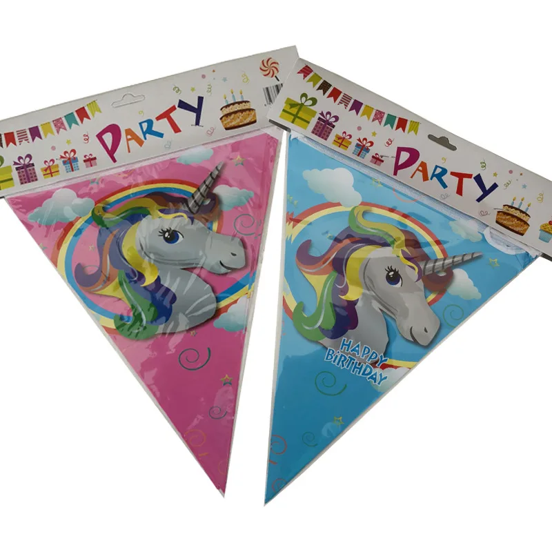 2.5M 10 Unicorn Paper Flag Girl Birthday Party Bunting Banners Baby Shower Unicorn Garland Wedding Event Party Pennant DIY Decor