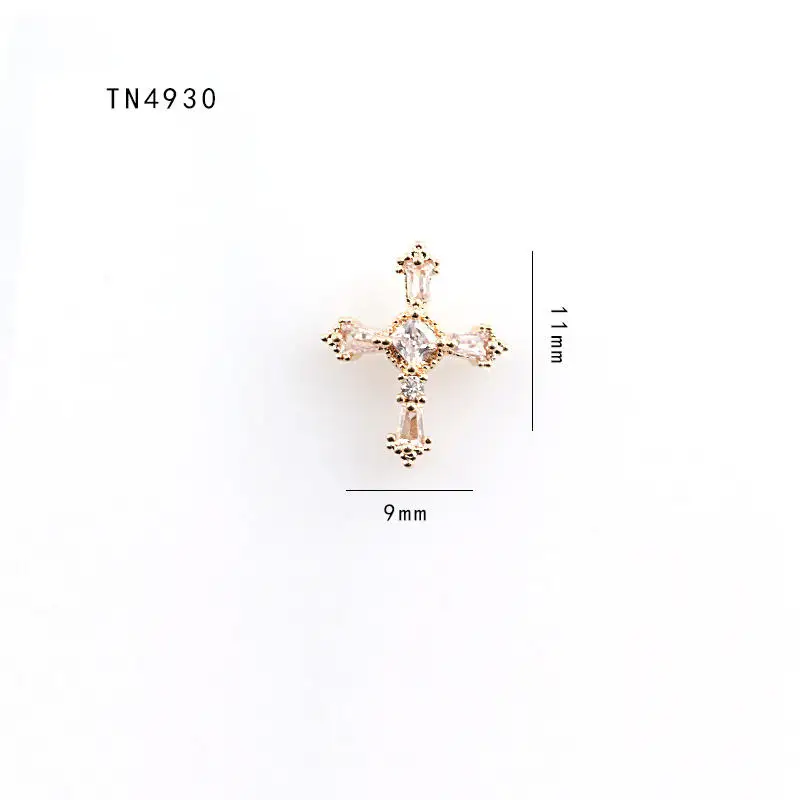 5Pcs Cross Zircon จี้ตกแต่งเล็บคริสตัลเล็บอุปกรณ์เสริมเล็บ Rhinestones เล็บ Charms เล็บ Art TN4930