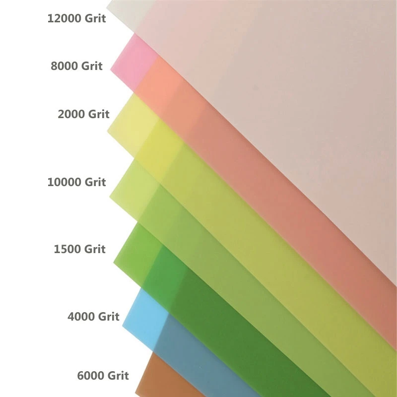 7Pcs/Set Lapping Film Sheets Assortment Precision for Polishing Sandpaper 1500/2000/4000/6000/8000/10000/12000 Grits