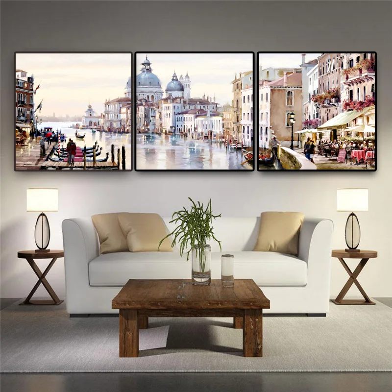 

3 Pieces Abstract Venice City of Wate Posters Wall Art Canvas Picture Home Decor Decorative Paintings for Living Room Decoration