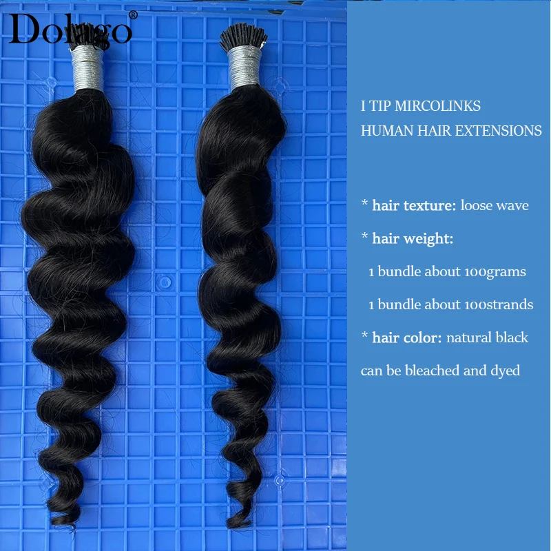 I Tip Microlink Human Hair Extensions Natural Black Loose Wave Bundles Brazilian Virgin Microlinks Hair Extensions For Women