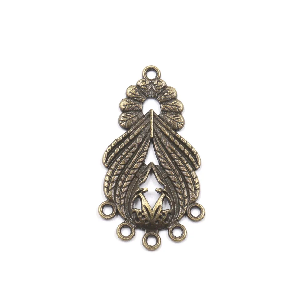 2021 neue 6 teile/beutel 39*22mm Retro Zink-legierung Wasser Tropfen Blumen Stecker Charms für DIY Halskette Ohrringe schmuck Zubehör