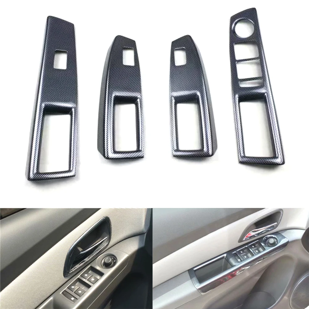 Car Door Armrest Window Lift Switch Button Cover Trim Stickers For Chevrolet Cruze 2009-2013 Left Hand Drive Car Styling