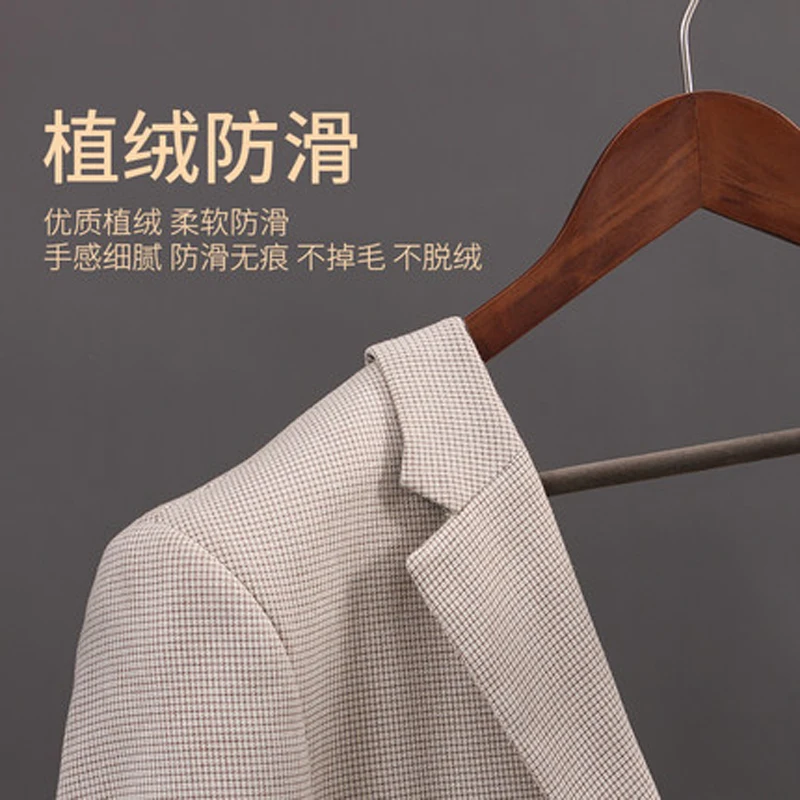 5pcs/lot Wide Shoulder Wooden Suits Hangers with Non Slip Pants Bar Solid Wood Hanger for Coat Dress Jacket Heavy Clothes