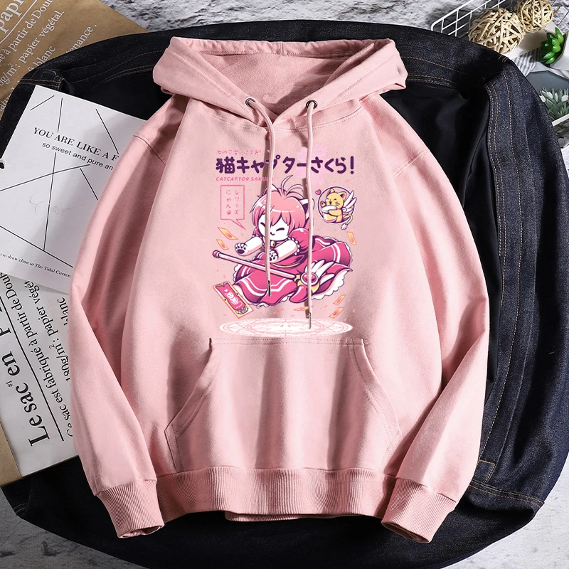 

2021 Ulzzang Harajuku Nekomancer Sakura Women Hoodies Japanese Anime Cartoon Fashion Men's Hoodie Streetwear Casual Sweatshirts