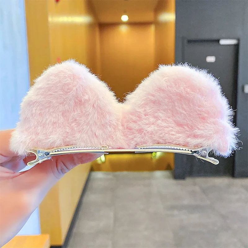 2 PCS/Set Girls Cute Solid Cat Ear Fluff Hair Clips Korean Cartoon Animal Ears Hairpins Barrettes Kids Headwear Hair Accessories