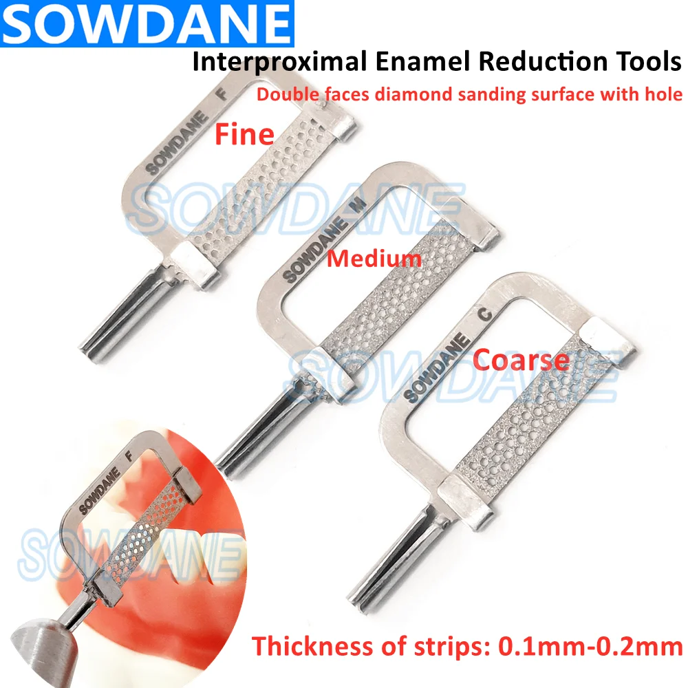 Dental Interproximal Enamel Polisher Reduction Automatic Strips Handle Use Double Sides Strip Diamond Sanding Surface with hole