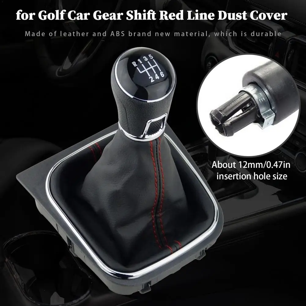 Car Gear Shift Red Line Dust Cover Leather Case 5 Gears 6 Gears for Golf 5 MK5 R32 GT 2004 2005 2006 2007 2008 2009