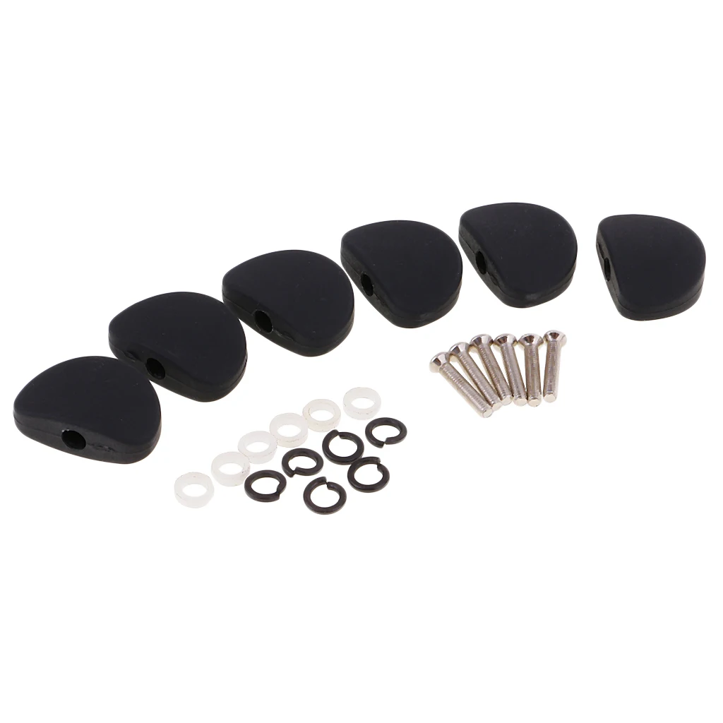 6 Pieces Folk Electric Guitar Black Machine Heads Tuning Pegs Replacement Buttons Knobs Handle