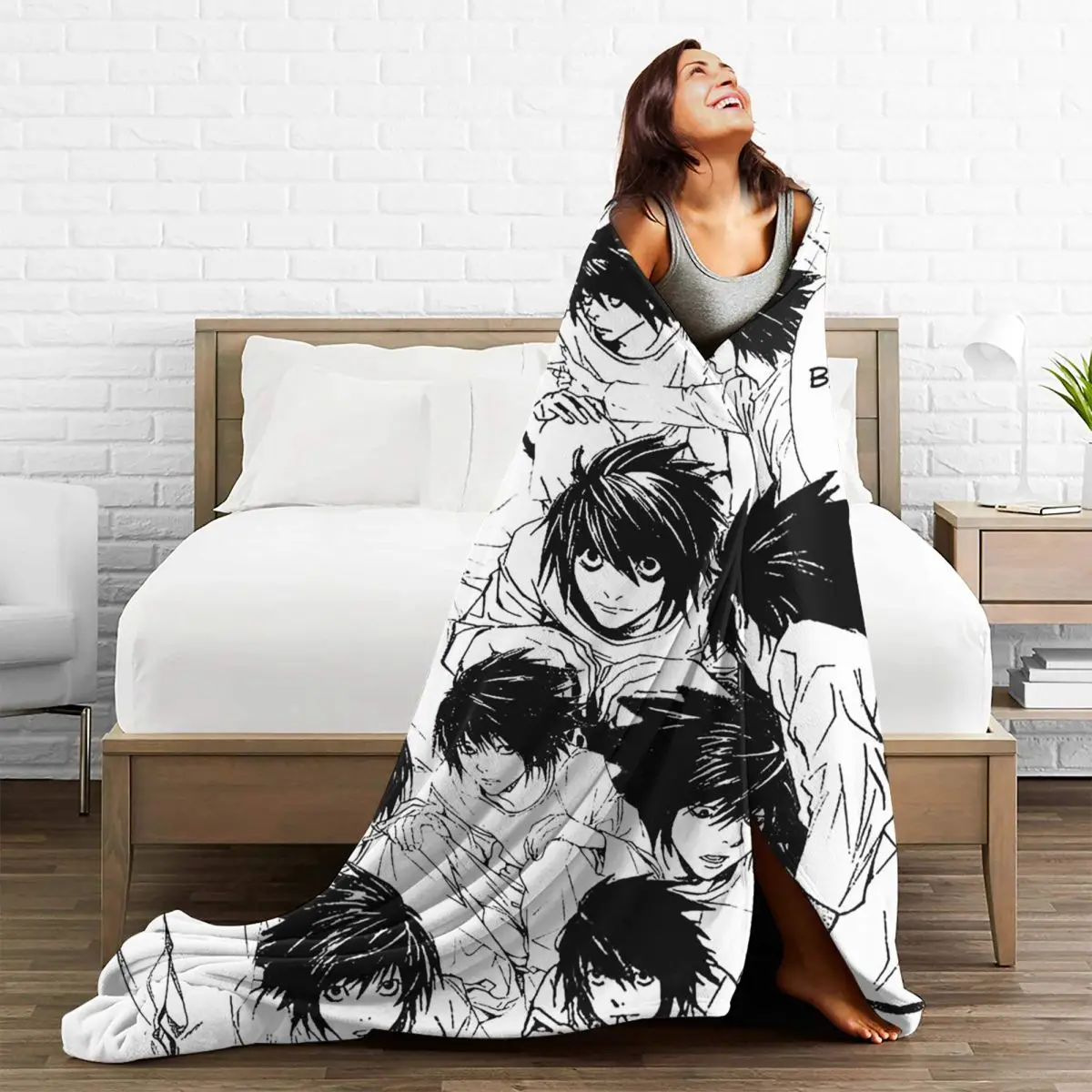 Lawliet Collage Blanket Anime Fleece Throw Blankets Bedroom Sofa Decoration Soft Warm Bedspreads