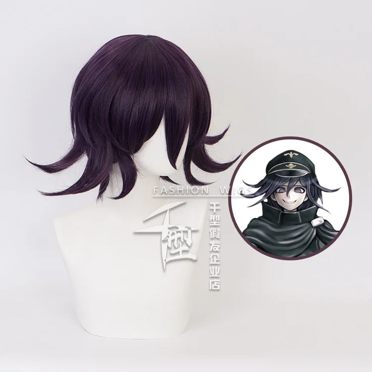 Danganronpa V3: Giết Hài Hòa Ouma Kokichi Ngắn Tóc Giả Trang Phục Hóa Trang Dangan Ronpa Tóc Tổng Hợp Tiệc Hóa Trang Halloween Tóc Giả