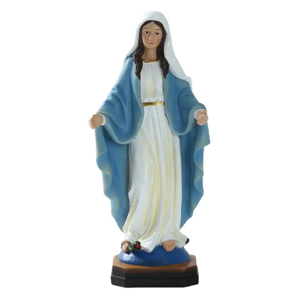 Catholic Virgin Mary Statue Figure Handmade Figurine Religious Gift Xmas Desktop Home Decorative Ornaments