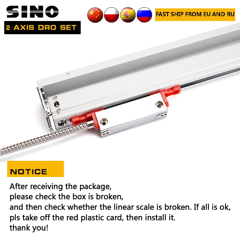 SINO 0.005mm KA300 TTL 570~1020mm Optical Grating Ruler Sensor Linear Scale For Turning Lathe Milling DRO Display