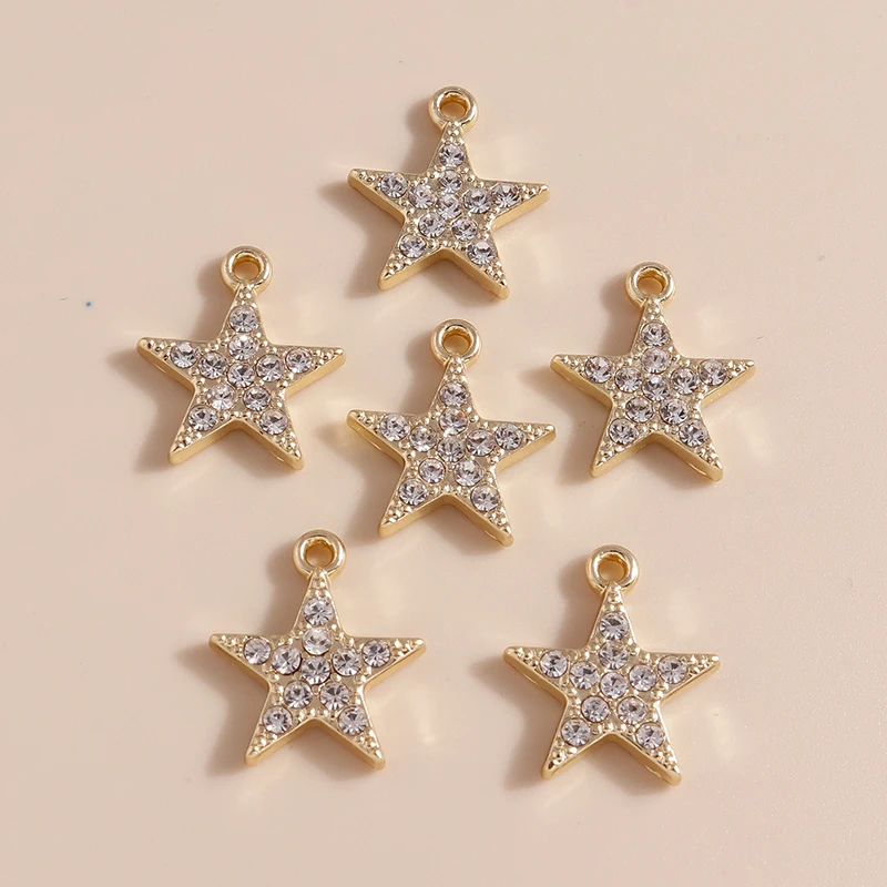 8 stücke 15*13mm Mode Kristall Sterne Charme für Ohrringe Anhänger von Halsketten Armbänder Handgemachte DIY Schmuck Machen acessories – Detail 6