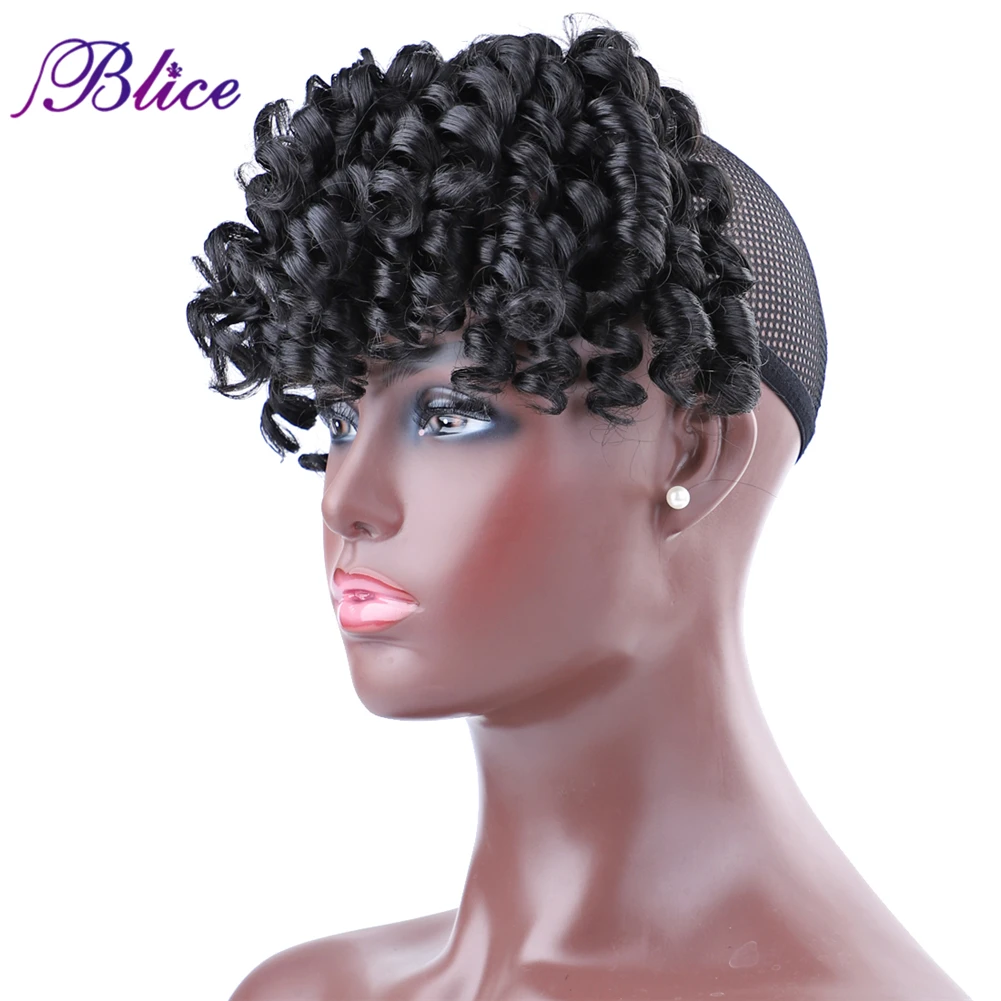 Blice Synthetic Bangs Fake Curly Fringe Clips In Bangs Pure Color With High Temperature Fiber Loose Wave Hairpieces