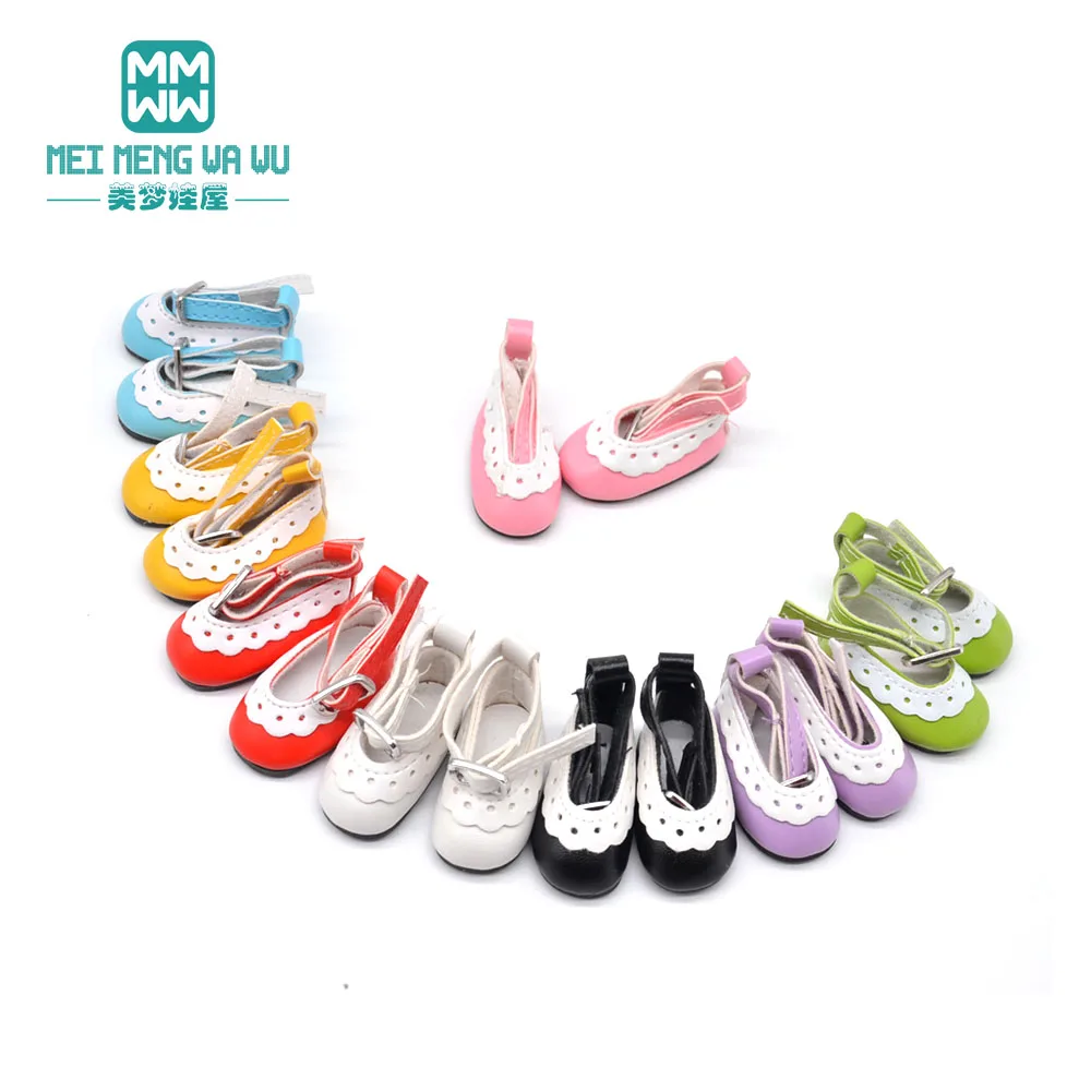 4.5cm*2cm BJD shoes fashion Lace leather shoes black, white, pink, red for 1/6 BJD doll accessories