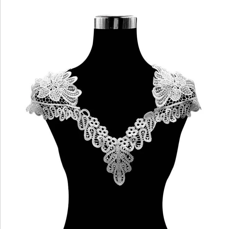 

20Pcs Lace Neckline Embroidered DIY Accessories Fake Collar Collar Accessories White Black Fabric