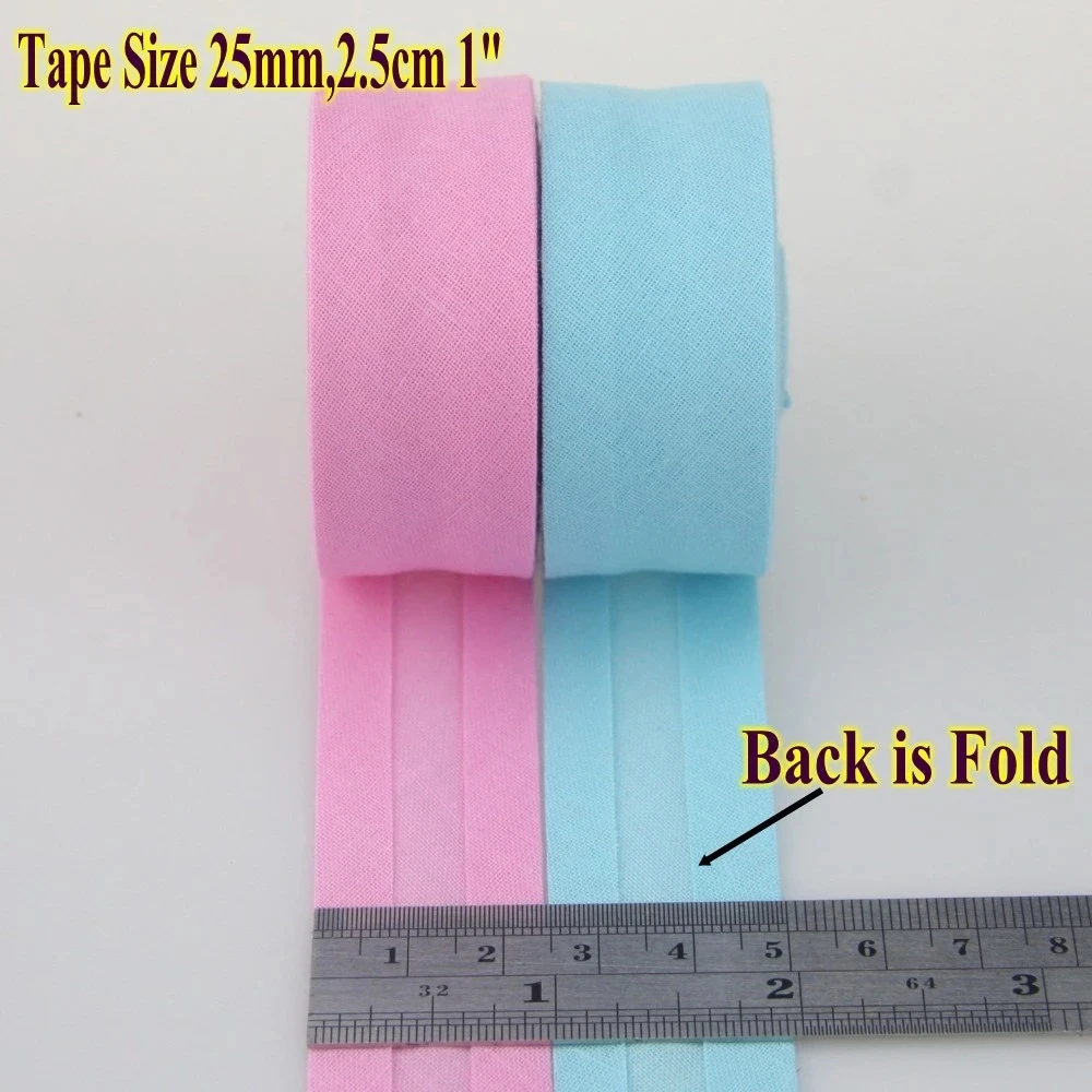 Único Dobrado Algodão Viés Binding Tape, DIY Garment Craft, Acessórios de costura, traseira, único, 25mm, 1 \
