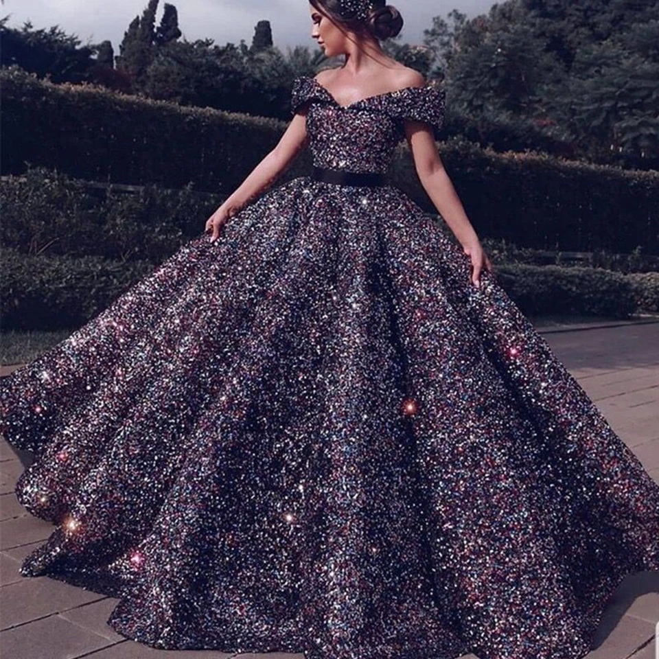 Abiti da sera di lusso con paillettes abito da ballo 2022 abiti da cerimonia lunghi eleganti da donna con spalle scoperte Robe De Soiree