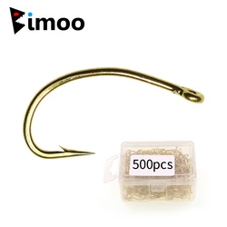500PCS Golden Color Curved Nymph Fly Hook Nymph Scud Shrimp Pupae Larvae Caddis Fly Tying Fishing Hook #10 #12 #14 #16 Wholesale