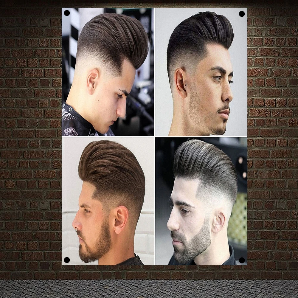 

Men's Classic Hairstyle Beard Cloth Poster Print Art High Quality Banner Flag Wallpaper Tapestry Barber Shop Home Decoration D4