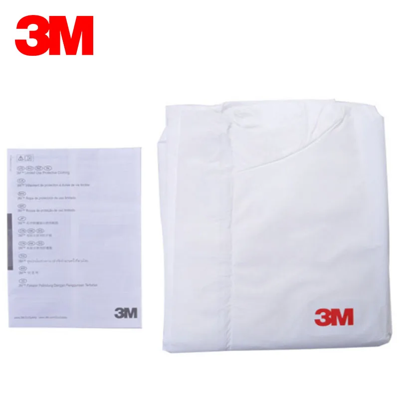 3M 4510 Clothing Chemical Disposable Protective Coverall Safety Work Wear Size M/L/XL/XXL White Color