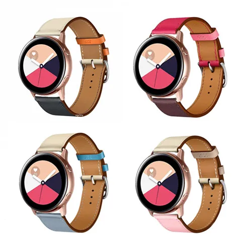 20/22mm leather strap for Samsuang Gear S3 S2 sport Galaxy Watch 3 4 5 6 Active 42mm 46mm Band for huami amazfit huawei gt 2