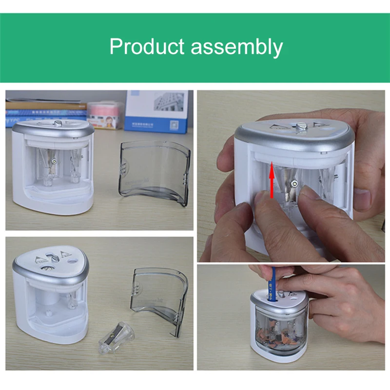Sacapuntas eléctrico portátil con doble orificio para estudiantes, sacapuntas para aula, hogar y oficina, SMR88, novedad