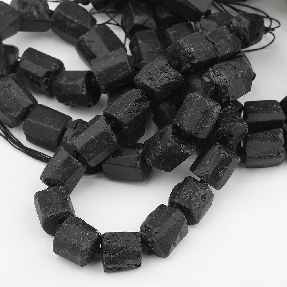 Aprox 20 pçs/strand natural preto turmalina pedra cilindro nugget espaçador grânulos para diy pulseira colar fazer jóias