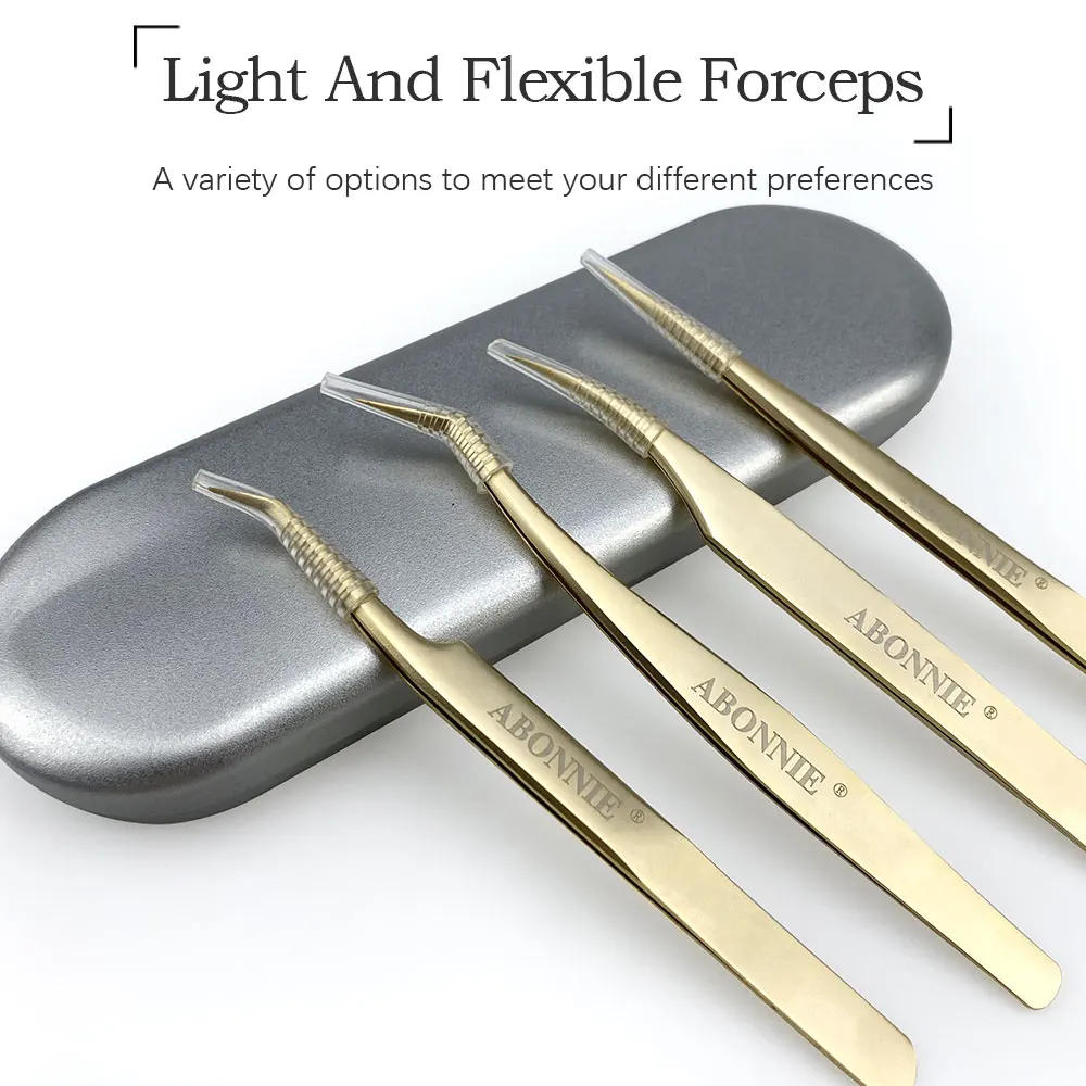 Abonnie Special Golden Tweezers for Beauty Makeup Tools Various Self-brand Trademark Models Tweezers Mink Hair