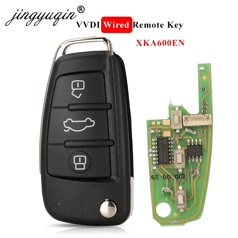 

jingyuqin XHORSE XKA600EN Universal Wired Remote Flip Key 3 Buttons for Audi A6L Q7 Type work for VVDI Tool