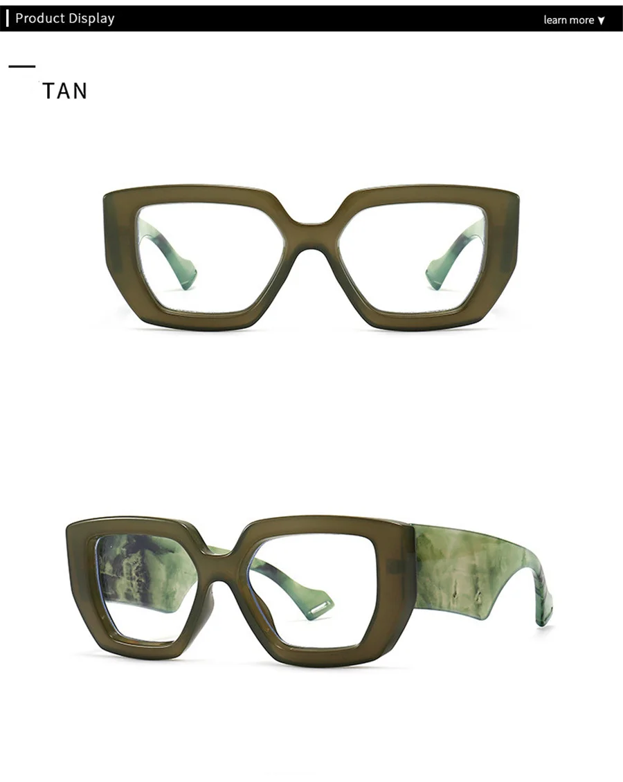 Neue Fashion Square Frauen Brille Rahmen Luxus Klar Anti-Blu-Ray Frühling Scharnier Breite Beine Brillen Männer Optische Polygon rahmen – Detail 5